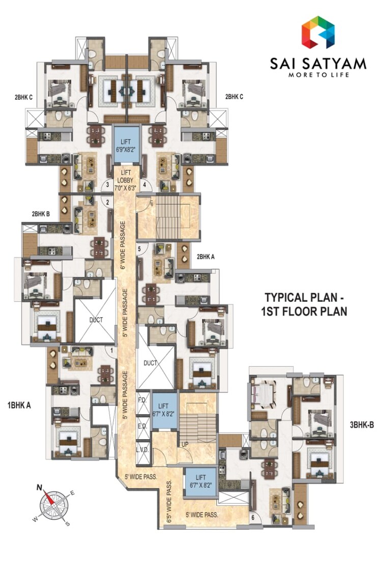 Floor Plan, sai-satyam-residency-kalyan-west 3 Bedroom 1098 Sq.Ft. Apartment In Kalyan West Thane 7314275