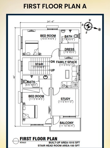 Floor Plan in 3 BHK Villa at Nakhara – for Sale