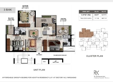 Floor Plan in 3 BHK Apartment at Sector 143 – for Sale