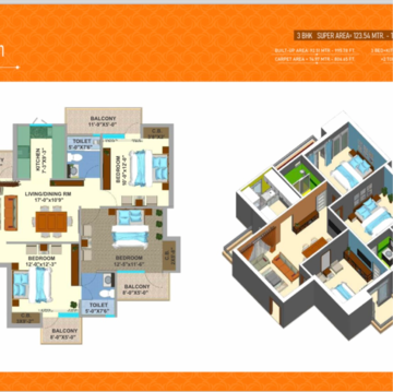 Floor Plan in 2 BHK Apartment at Sampada Livia, Chi V Greater Noida – for Sale