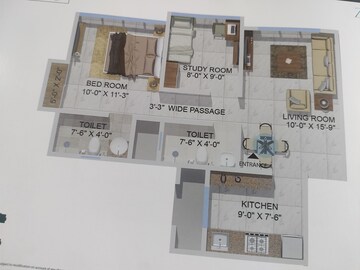 Floor Plan in 2 BHK Apartment at Sheth Zuri, Laxmi Nagar – for Sale