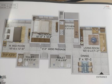 Floor Plan in 2 BHK Apartment at Sheth Zuri, Laxmi Nagar – for Sale