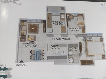 Floor Plan in 2 BHK Apartment at Sheth Zuri, Laxmi Nagar – for Sale