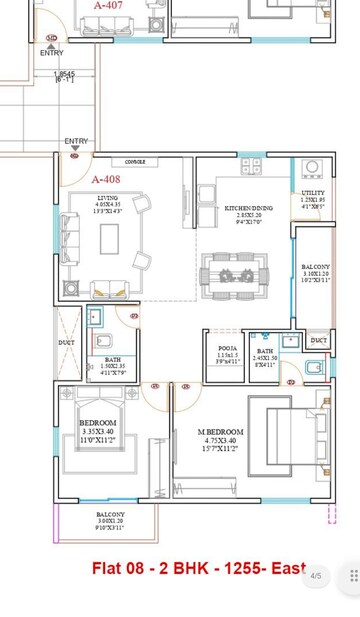 Floor Plan in 2 BHK Apartment at Miyapur – for Sale