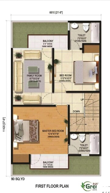 Floor Plan in 4 BHK Villa at Panchsheel Greens II, Sector 16 Greater Noida – for Sale