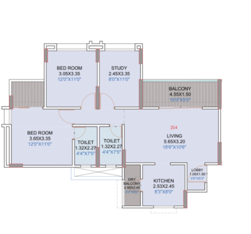 Floor Plan in 2.5 BHK Apartment at Moshi – for Sale