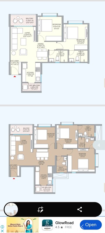 Floor Plan in 2 BHK Apartment at Little Earth Apartments, Mamurdi – for Sale