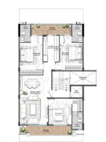 Floor Plan in 3 BHK Apartment at Landmark Avana, Sector 95 – for Sale