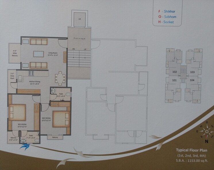 Floor Plan, new sama 3 Bedroom 1650 Sq.Ft. Penthouse In New Sama Vadodara 4268510