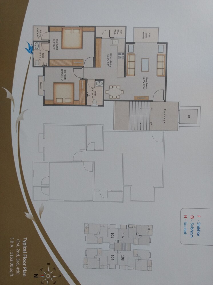 Floor Plan, new sama 3 Bedroom 1650 Sq.Ft. Penthouse In New Sama Vadodara 4268510