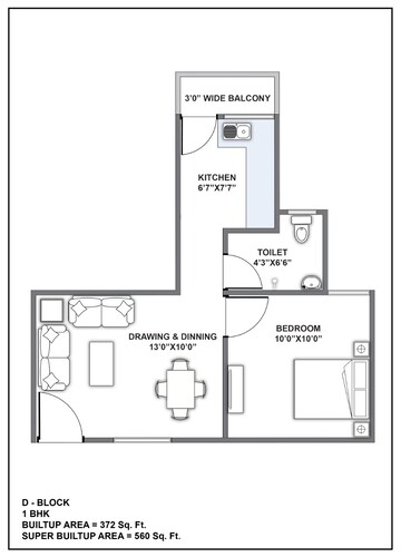 Floor Plan in 2 BHK Apartment at Baghmugalia – for Sale