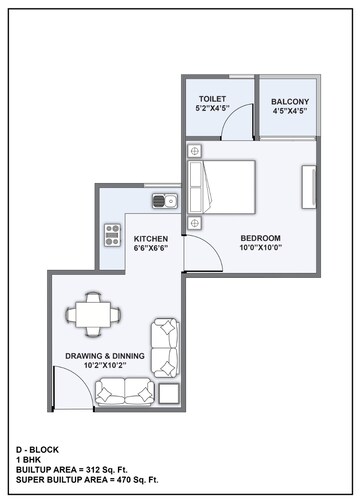 Floor Plan in 2 BHK Apartment at Baghmugalia – for Sale