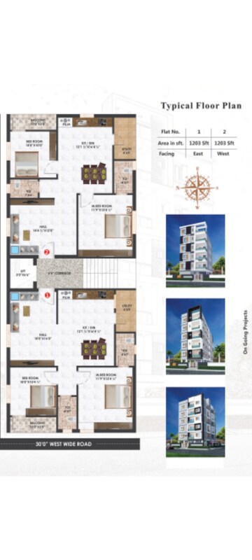 Floor Plan in 2 BHK Apartment at Bachupally – for Sale