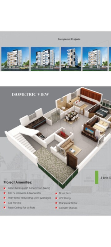 Floor Plan in 3 BHK Apartment at Bachupally – for Sale