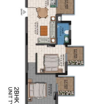 Floor Plan in 2 BHK Apartment at Agrante Kavyam Homes, Sector 108 – for Sale