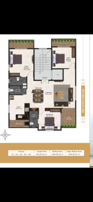 Floor Plan in 3 BHK Apartment at Manish Nagar – for Sale
