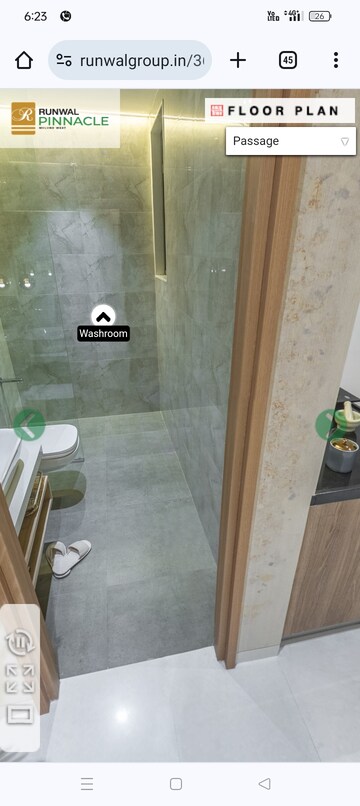 Bathroom in 2 BHK Apartment at Runwal Pinnacle, Mulund West – for Sale
