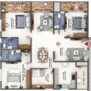 Floor Plan in 3 BHK Apartment at Candeur Lakescape, Serilingampally – for Sale