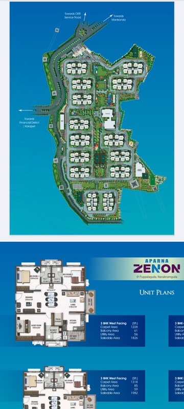 Master Plan in 2.5 BHK Apartment at Aparna Zenon, Puppalaguda – for Sale
