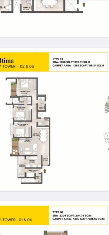 Floor Plan in 3.5 BHK Apartment at Avalon Park At The Prestige City, Sarjapur Road – for Sale