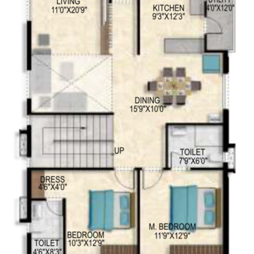 Floor Plan in 4 BHK Apartment at Anvita Ivana, Kollur – for Sale