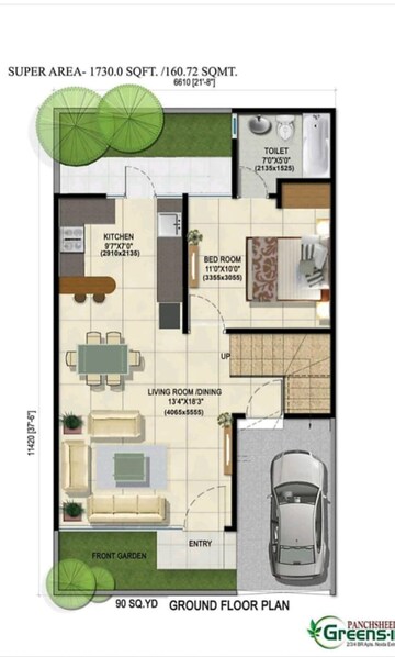 Floor Plan in 4 BHK Villa at Panchsheel Villas, Sector 16 Greater Noida – for Sale