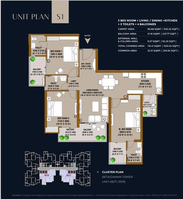 Floor Plan in 4 BHK Apartment at SKA Destiny One, Zeta I Greater Noida – for Sale