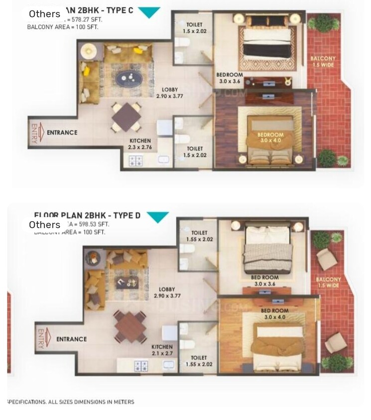 Floor Plan, pyramid-fusion-homes 2 Bedroom 598 Sq.Ft. Apartment In Sector 70a Gurgaon 7362470