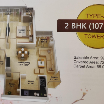 Floor Plan in 3 BHK Apartment at Noida Expressway – for Sale