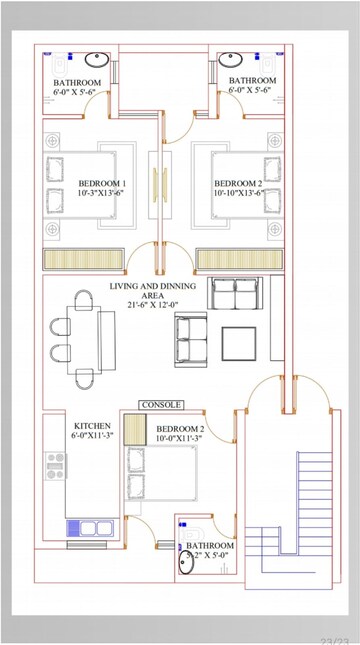 Floor Plan in 3 BHK Builder Floor at Sector 123 – for Sale