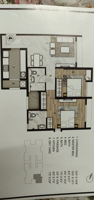 Floor Plan in 2 BHK Apartment at Rustomjee Urbania Aurelia, Majiwada – for Sale