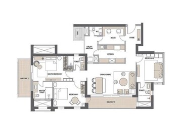 Floor Plan in 3 BHK Apartment at Emaar Urban Oasis, Sector 62 – for Sale
