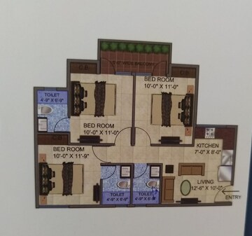 Floor Plan in 2 BHK Apartment at Pareena Hanu Residency, Sector 68 – for Sale
