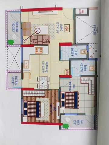 Floor Plan in 2 BHK Apartment at Agarwal And Bhondve Arkaa, Ravet – for Sale