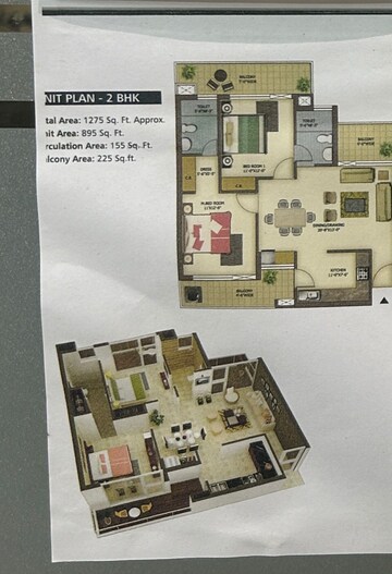 Floor Plan in 2 BHK Apartment at Skyline Park, Vip Road – for Sale