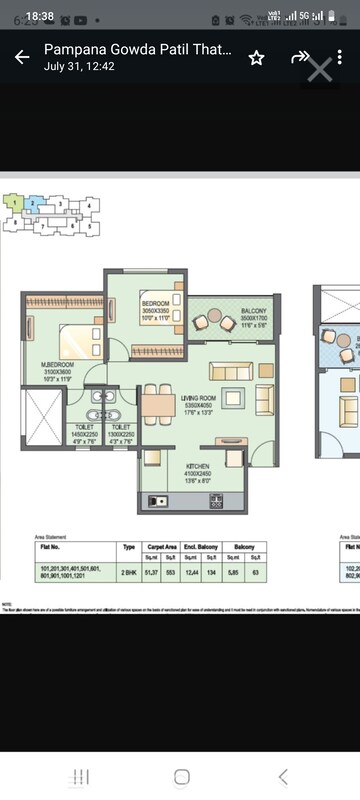 Floor Plan in 2 BHK Apartment at Mont Vert Sonnet, Wakad – for Sale