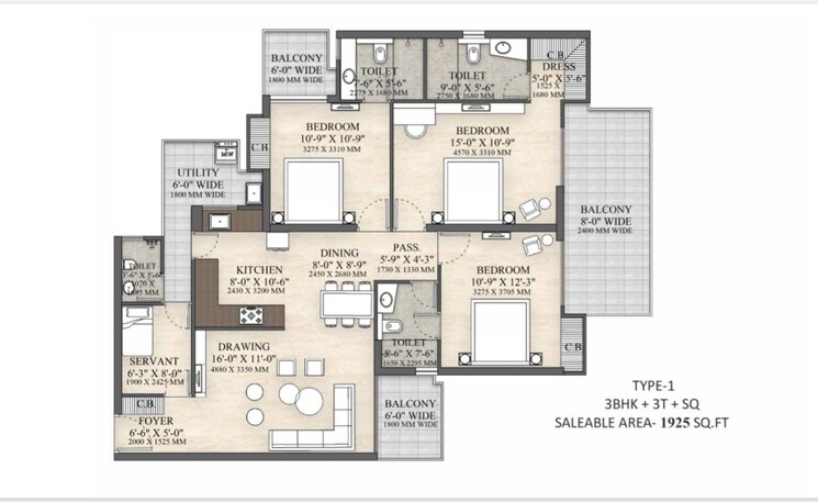 Floor Plan, irish-platinum 3.5 Bedroom 1925 Sq.Ft. Apartment In Sector 10 Greater Noida Greater Noida 7402766