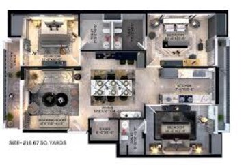 Floor Plan in 3 BHK Apartment at Roseate Homes, Ghazipur – for Sale