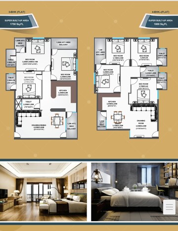 Floor Plan in 4 BHK Apartment at Hoshangabad – for Sale