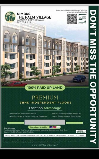 3 BHK Apartment For Resale in Nimbus The Palm Village Sector 22a Greater Noida  7408080