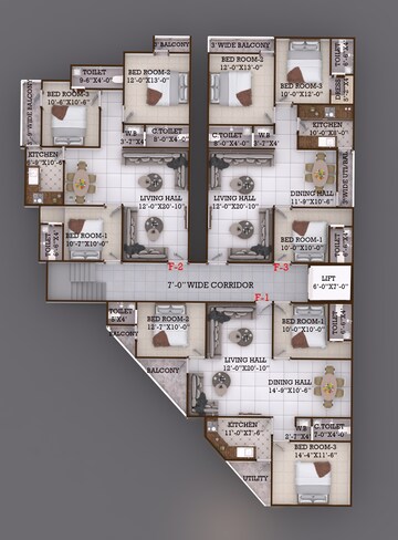 Floor Plan in 3 BHK Apartment at Alkapoor – for Sale