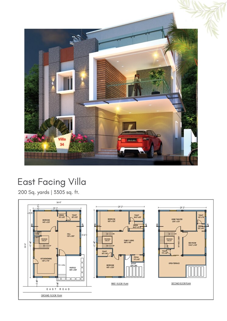 Floor Plan, kardanur 5 Bedroom 3360 Sq.Ft. Villa In Kardanur Hyderabad 7411608