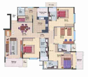 Floor Plan in 4 BHK Apartment at Marine Drive – for Sale