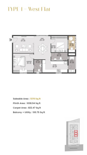Floor Plan in 2 BHK Apartment at Velmala – for Sale