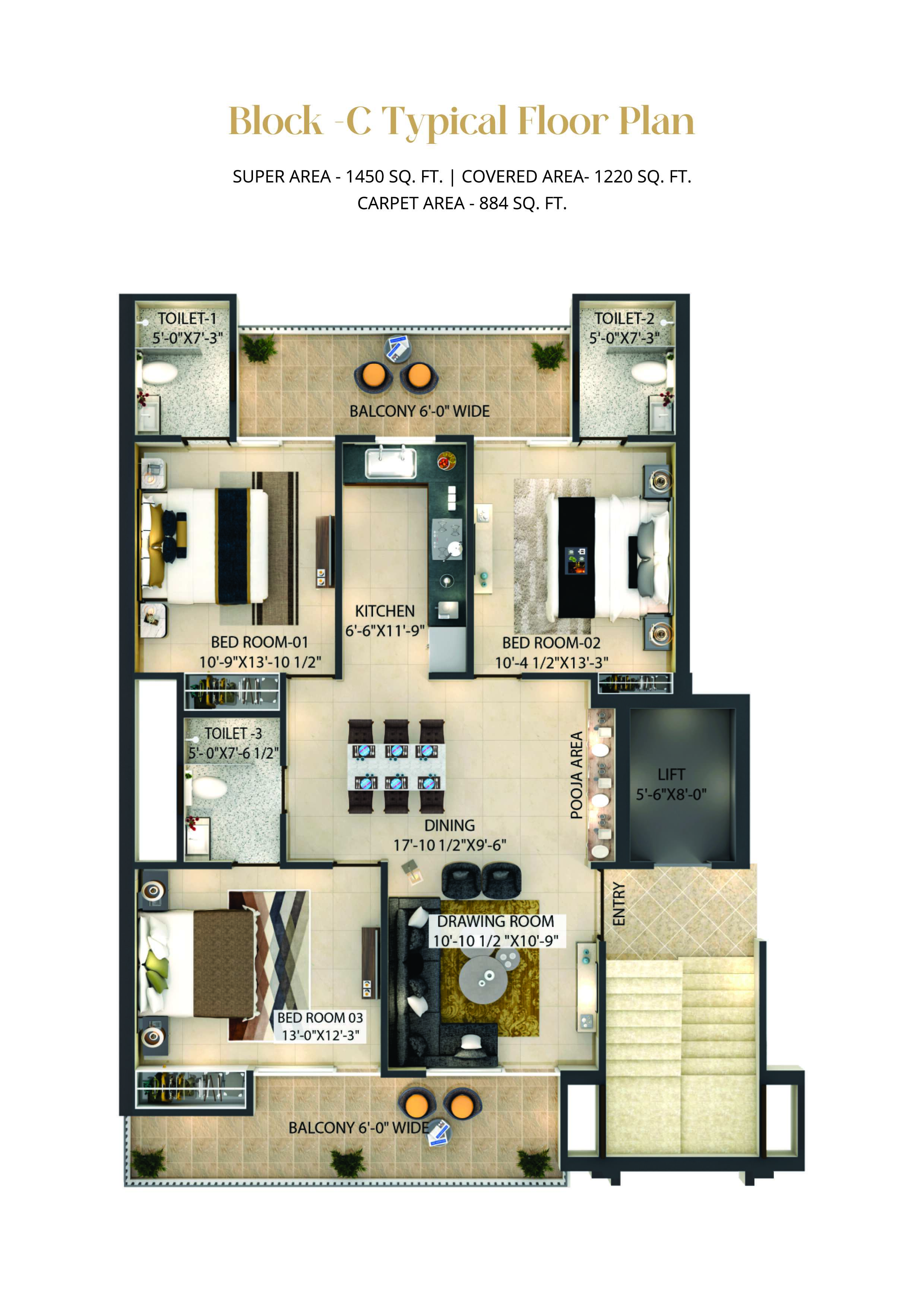 3 BHK Apartment For Resale in Hermitage Centralis Vip Road Zirakpur  7433584