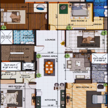 Floor Plan in 4 BHK Builder Floor at Vipul World Floors, Sector 48 – for Sale