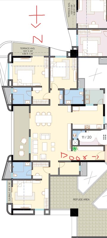 Floor Plan in 3.5 BHK Apartment at Rahul Arcus, Baner – for Sale