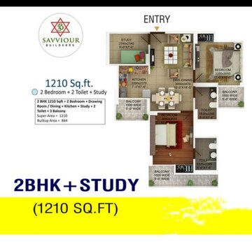 Floor Plan in 2 BHK Apartment at VIctoryone Amara, Sector 16 Greater Noida – for Sale