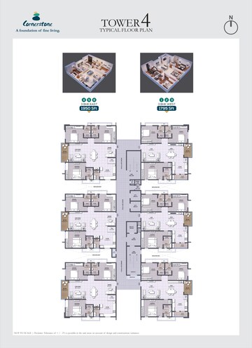 Floor Plan in 3 BHK Apartment at EIPL Corner Stone, Gandipet – for Sale