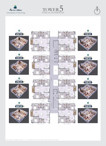 Floor Plan in 3 BHK Apartment at EIPL Corner Stone, Gandipet – for Sale